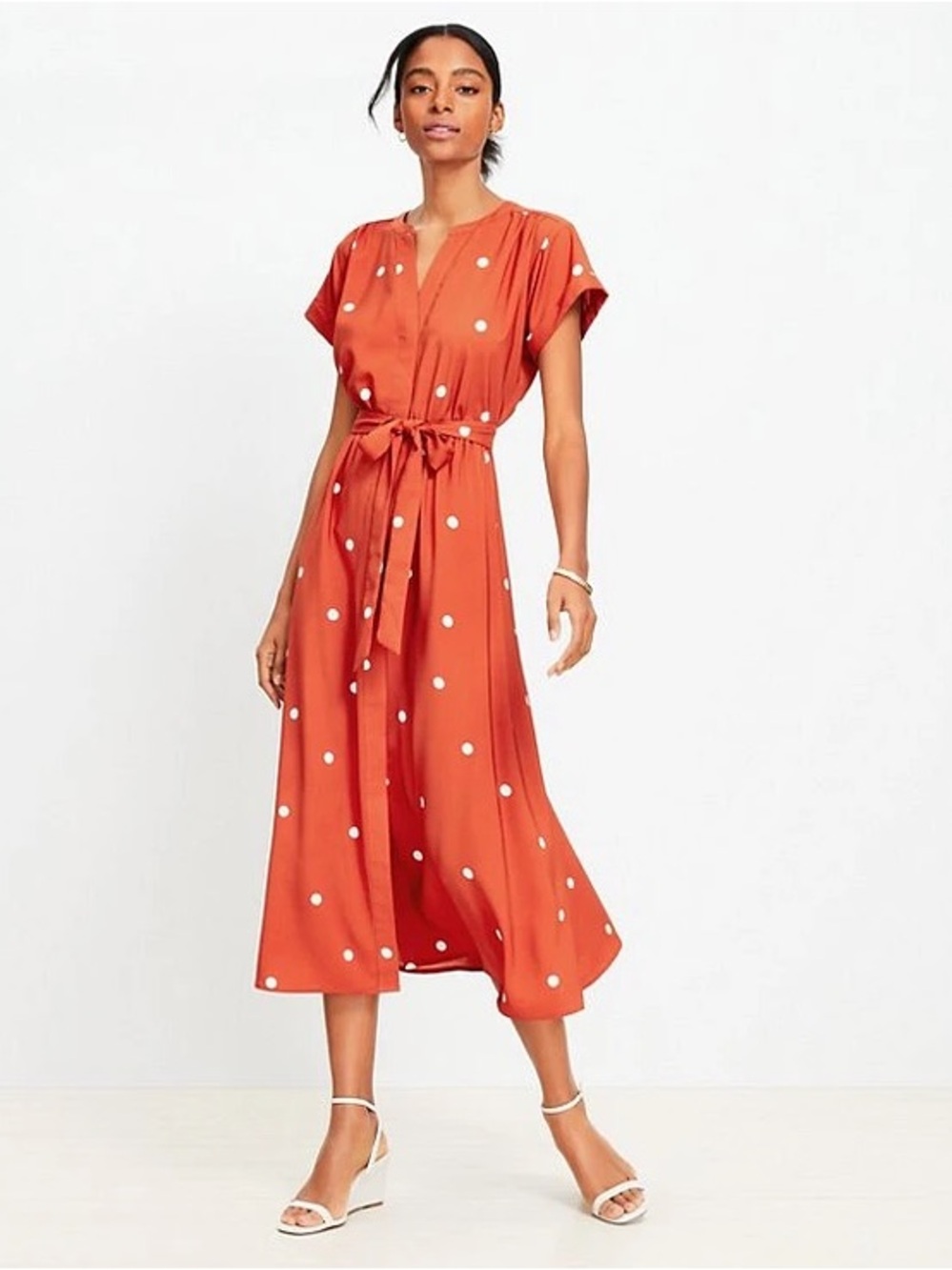 Loft Dotted Dolman Midi Shirtdress